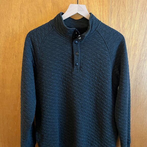 Men's Quilted Snap Pullover Sweatshirt - Goodfellow & Co - Black - Men's Medium - Picture 2 of 4